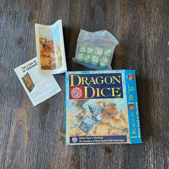 VTG TSR Dragon Dice Game Kicker Pack 4 The Feral Open Box Dice Sealed in Bag - Picture 1 of 7